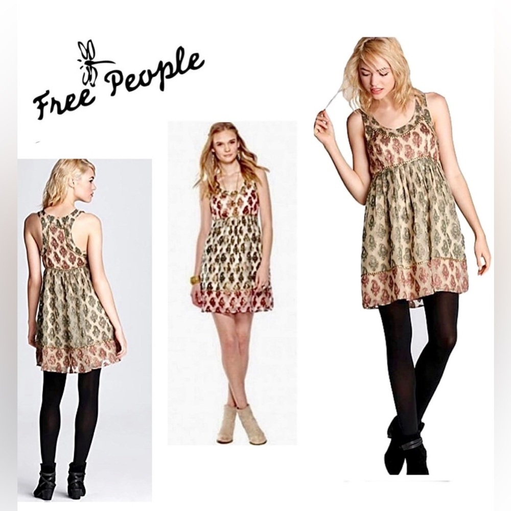 Free People Party Champagne Combo Mini Dress Size 6